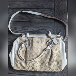 Cream and tan Coach bag